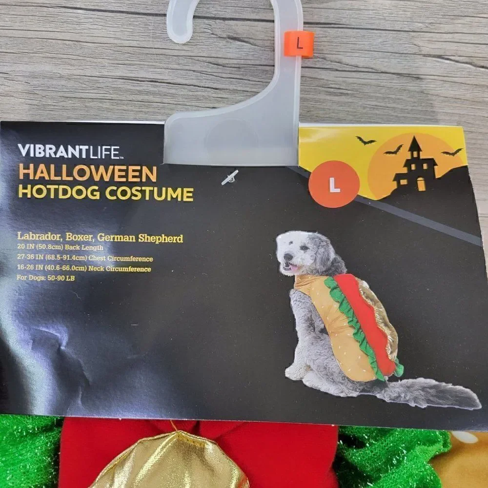 Vibrant Life Hot Dog Dog Costume Sz L